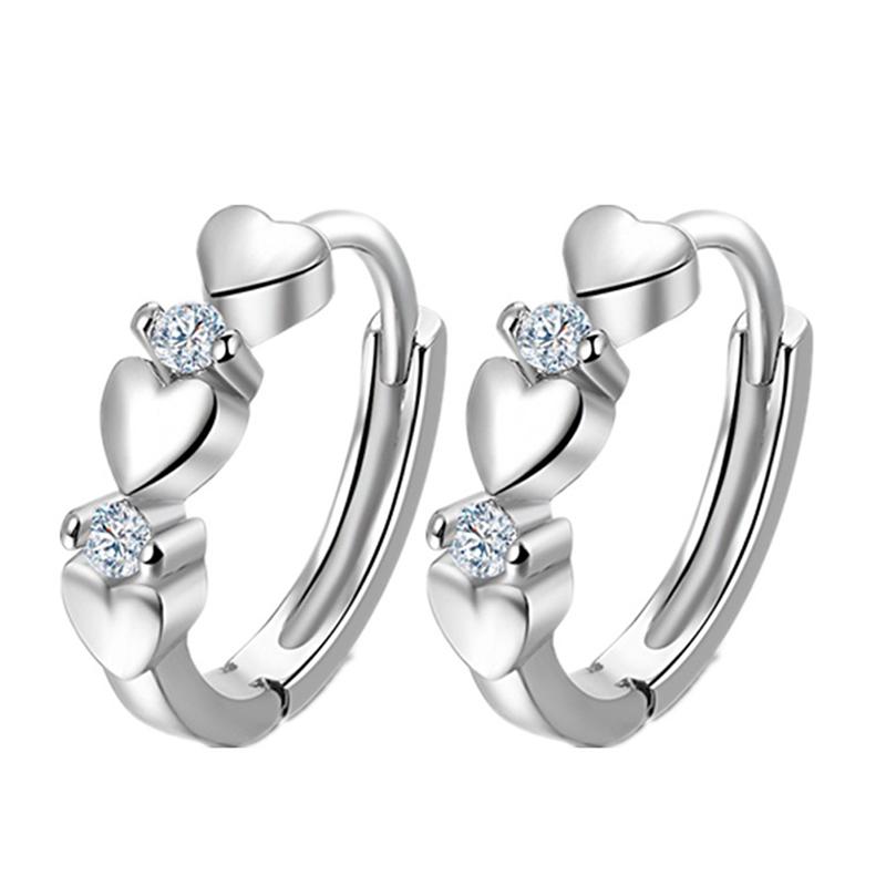 Love Shape Weight Loss Pure Silver Cubic Zirconia Magnetic Therapy Thin Earring