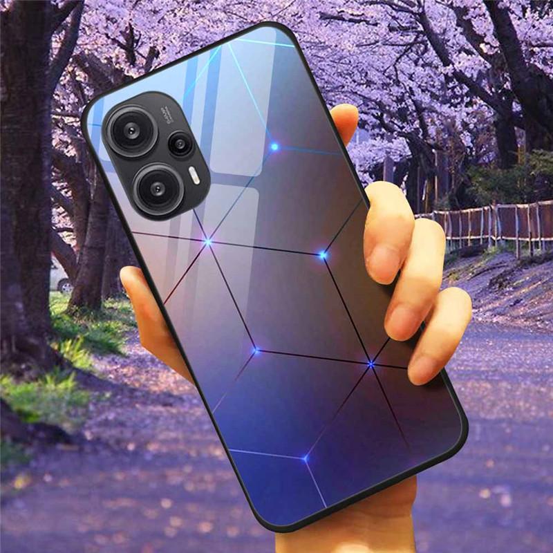 Для Xiaomi Poco F5 5G / F5Pro Чехол Закаленное Стекло Озеро Луна Жесткая Защитная Крышка для POCO F5 Pro Capas Funda на PocoF5 Роскошный Coque