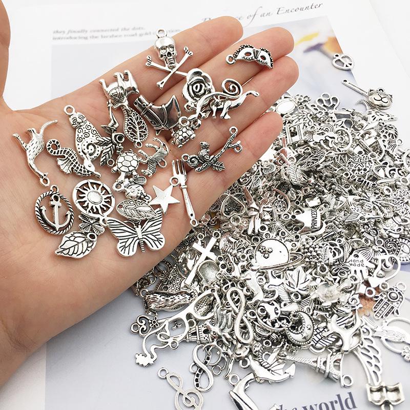 Mixed 300-piece Alloy Tibetan Silver Pendants & Earrings DIY Jewelry Set