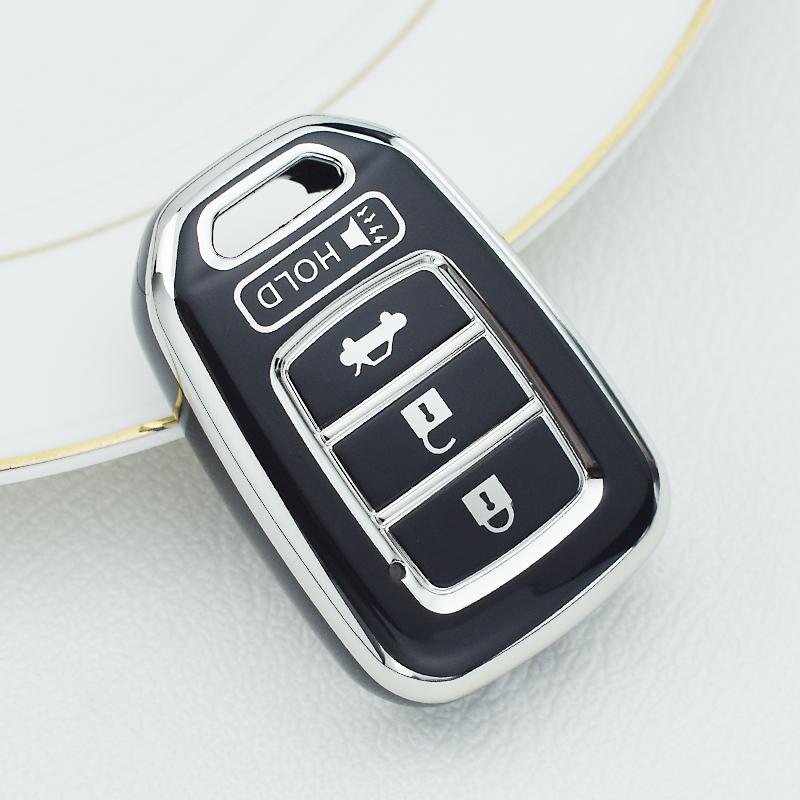 4 Button Soft TPU Car Key Cover Case FOB Shell for Honda Accord 2016 2017 Civic 2016 2017 2018 2019 Remote Keyless Bag Protector Accessories