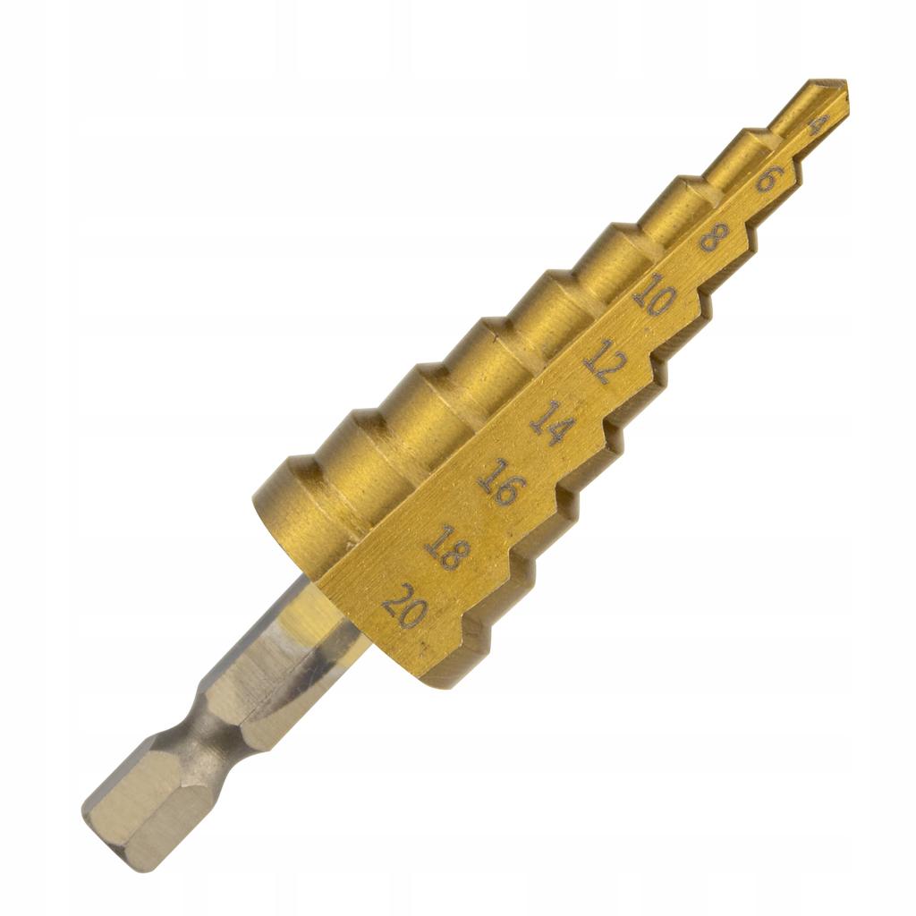 Wiertło Stożkowe Stopniowe Hss 4-20 Mm Hex Do Metalu