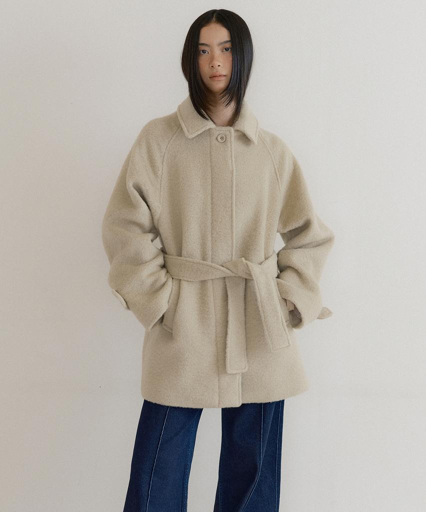 Lucir Zu Alpaca Wool Half Coat (Beige)