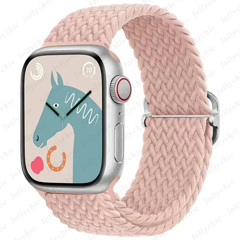 Нейлоновый ремешок для Apple Watch Ultra 2 49 мм 40 мм 44 мм 41 мм 38 45 мм Эластичный плетеный браслет-петля для iWatch Series 9 8 7 6 SE 5 4