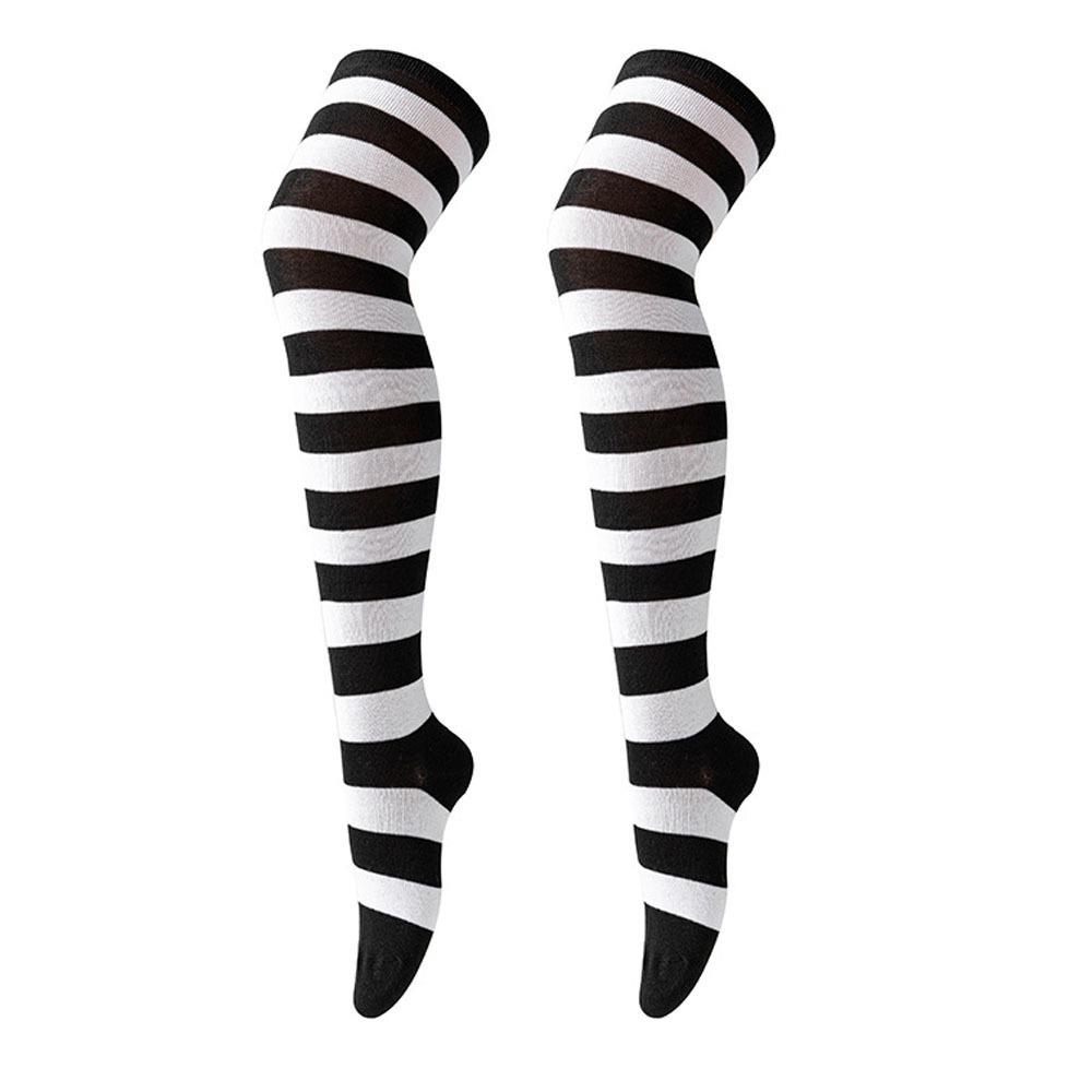 Striped Blue & White Over-the-Knee Cosplay Socks for Women - Anime Thigh Highs