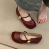 Soft leather version! French retro splicing Mary Jane shoes women's spring and autumn new one-word single shoes with shallow mouth inner height incr