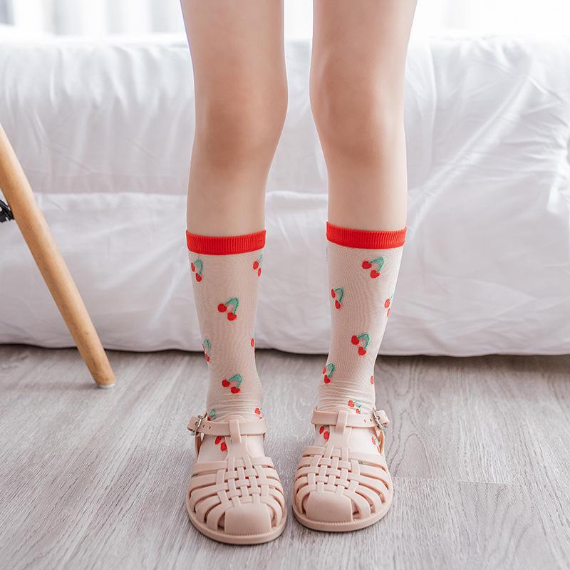 Children's Spring/Summer Thin Mid-Tube Socks – Breathable, Sweat-Absorbent, Anti-Mosquito Stockings for Girls