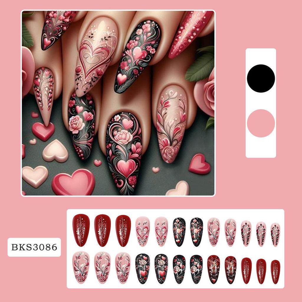 24pcs False Nails Blue Gradient Design Fake Nails Art Full Coverage Waterproof Removable Artificial Press On Nails
