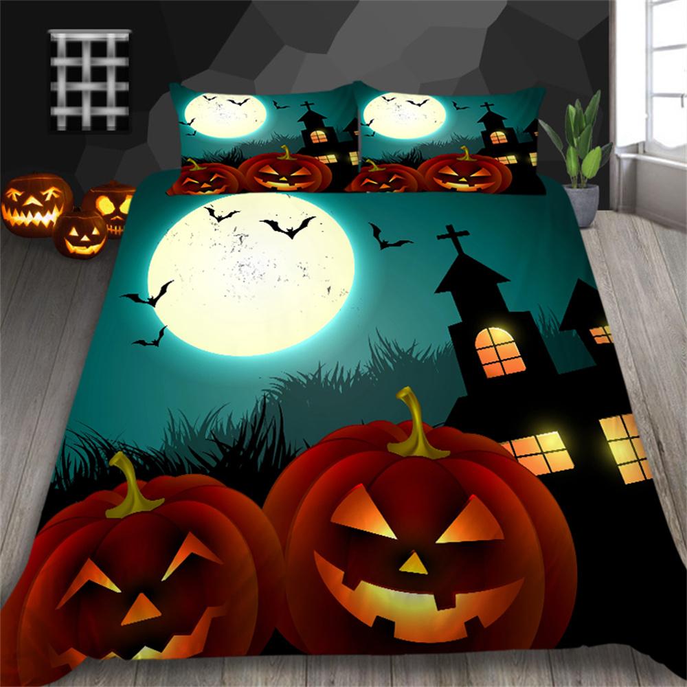 Комплект пододеяльников для Хэллоуина, домашнее постельное белье с 3D принтом для детей и взрослых с наволочкой, постельное белье королевского размера, мягкий комплект постельного белья
