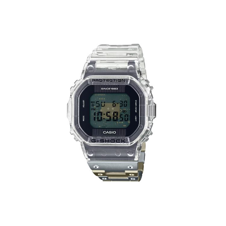 Casio G-Squad G-Shock 40-летний юбилей Прозрачная версия Remix Водонепроницаемость 200 м Кварцевый механизм Ремешок из смолы и нержавеющей стали Мужские часы Черные DWE-5640RX-7JR