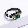 Newest Green Egg-Shape Zircon Black Gold Ring For Ladies Birthday Party Wedding Engagement Jewelry Gift