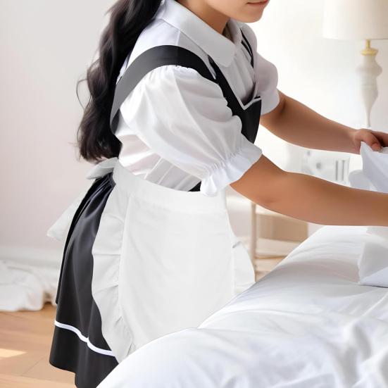 Косплей фартук горничной, фартук с оборками на талии для девочек, кухонный костюм, однотонный нарядный фартук, аксессуар для косплей-наряда