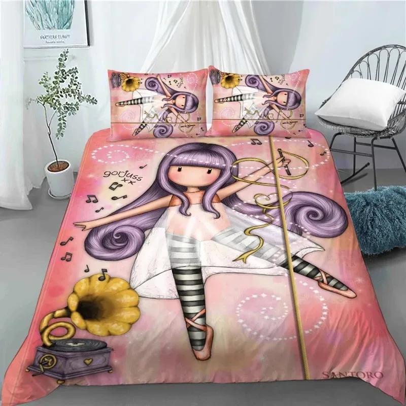 Santoro Gorjuss Anime Beautiful Girl Comfortable Duvet Cover Pillowcase Bedding Set Children Bedroom Decoration Home Textile