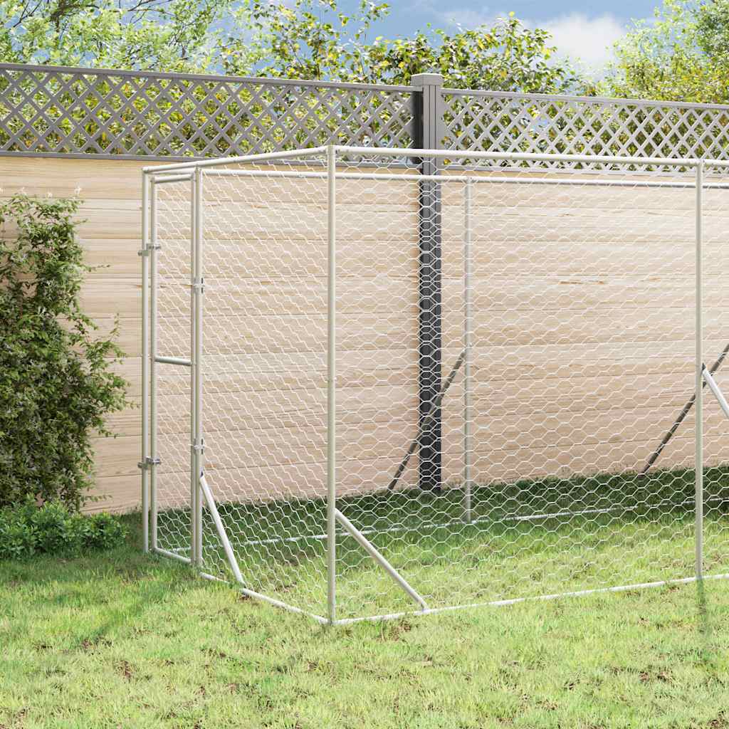 Vidaxl Kojec Dla Psa, Z Dachem, Srebrny, 2X6X2,5 M, Stal Galwanizowana
