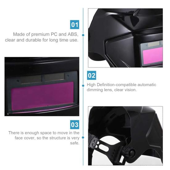 Сварочный шлем с автоматическим затемнением на солнечных батареях и ЖК-линзой, регулируемый на 180 градусов, термостойкий сварочный шлем