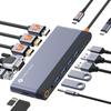 HDMI-хаб NOVOO с двойным 40-сантиметровым удлинителем и выдвижной док-станцией 2 HDMI VGA 4 USB USB C 5 Гбит/с PD 100 Вт Быстрая зарядка SD TF RJ45 Аудио Совместимый