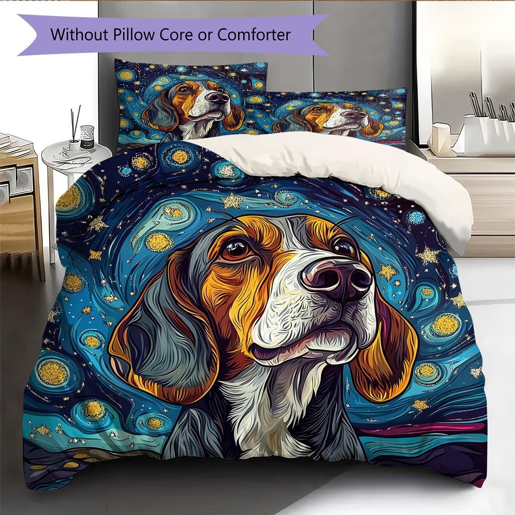 Beagle Pattern Bedding Home Decoration Birthday Gift (1 * duvet cover + 2 * pillowcase, without core)