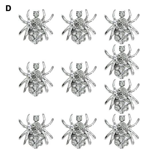 10 шт., украшение для ногтей, стразы, 3D лук, паук, череп, искусственный кристалл на металлических подвесках, креативные ювелирные украшения «сделай сам», аксессуары для чехла для телефона