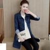 Korean Long Sleeved Denim Jacket for Women's Slim Fit Single Breasted Mid Length Windbreaker Top
