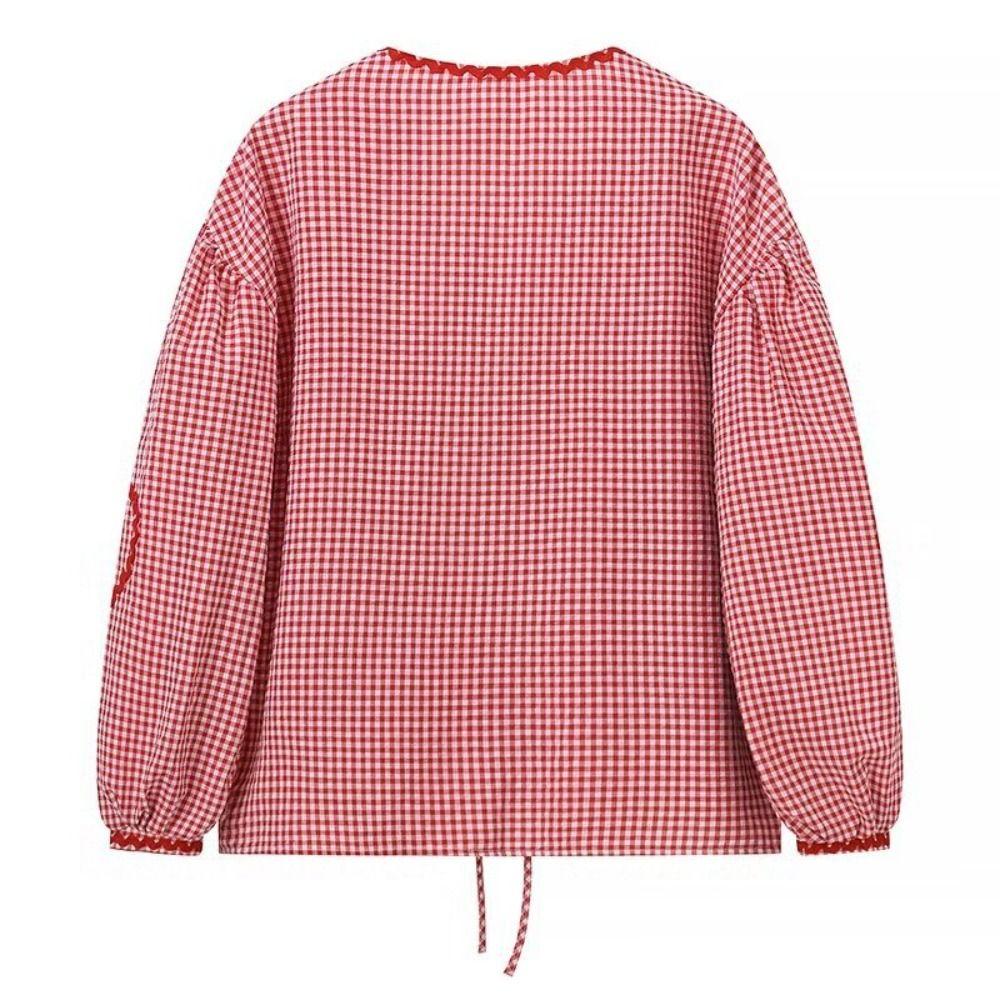 Блузка с оборками в клетку и бантом на шнуровке в полоску, свободная, шикарная, без рукавов, блузка-фонарик, топы весна/лето