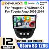 For Peugeot 107 Toyota Aygo Citroen C1 2005 - 2014 2 Din Android 12 Car Stereo Radio Multimedia Video Player GPS 4G Carplay Auto