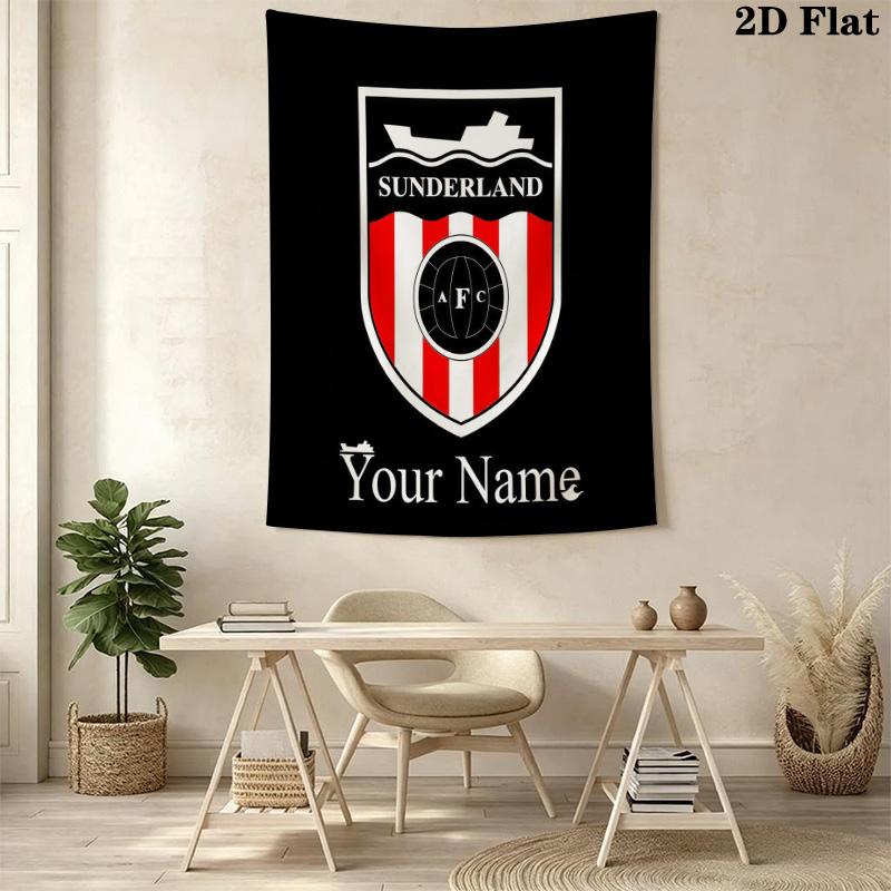 Sunderland A.F.C. Custom Name Wall Tapestry Aesthetic Wall Hanging Printed Fabric Blanket Decorative Tapestries for Bedroom Living Room Home Decor