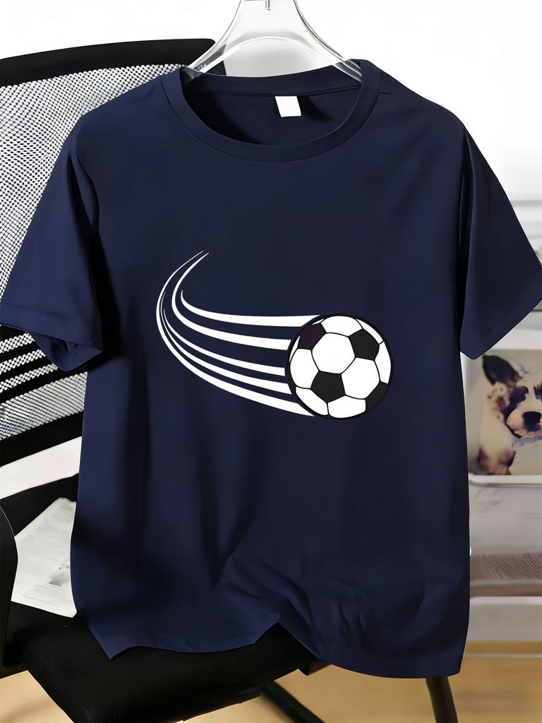 Unisexs Tee Dynamic Speed Line Soccer Ball Graphic Print Cotton Short Sleeve Male Casual Streetwear Outdoor Daily Basic Fashion Top