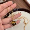 ANENJERY Ожерелье с геометрическим кулоном из камня тигрового глаза, модное, высокого класса, в стиле ретро, простая цепочка для свитера, подарок