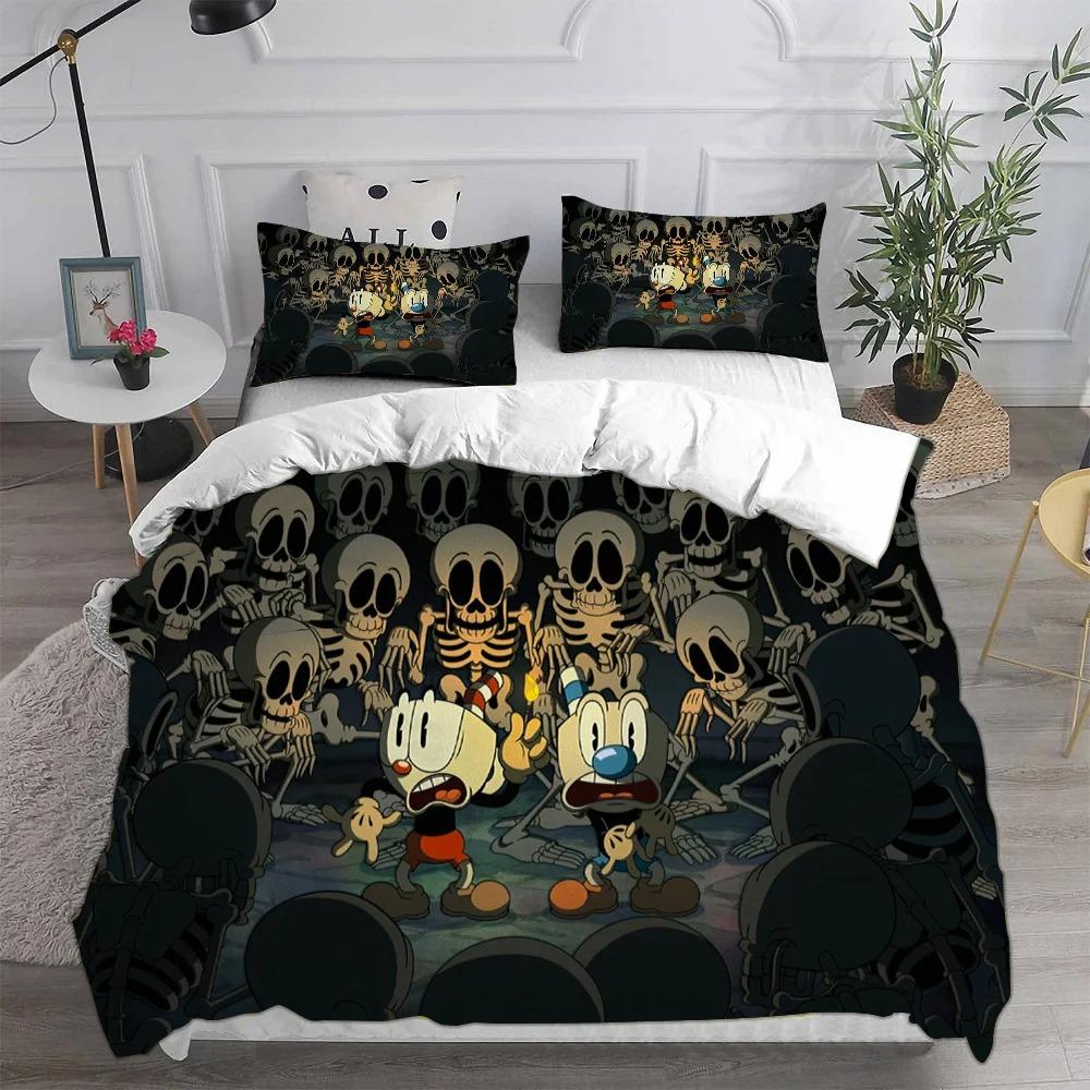 Cartoon Cuphead Duvet Cover Pillowcase Bedding Set Boy Girl Children adults Bedroom Decoration Children Gift Single Double Size