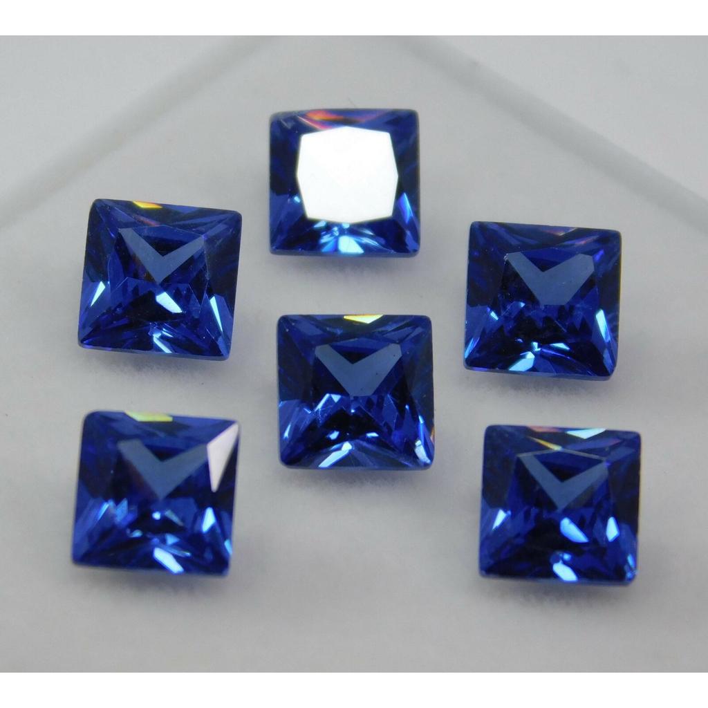 6 Pcs SQUARE SHAPE Natural Blue Sapphire 5x5mm Loose Gemstone Lot