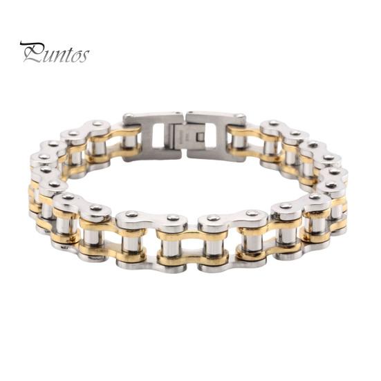 Браслет унисекс с дизайном мотоциклетной цепи из нержавеющей стали в стиле панк-хип-хоп, гладкий браслет на запястье для различных случаев
