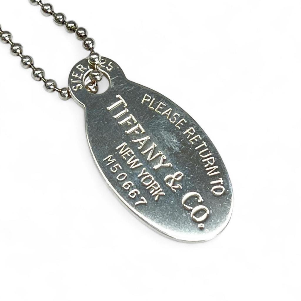 TIFFANY&Co. Ожерелье Овальный Жетон Длинный Серебро SV925 Женский Б/У