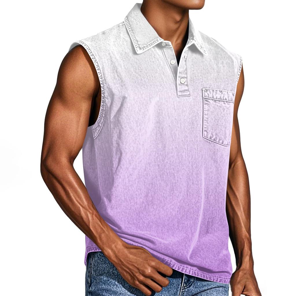 Мужская состаренная рубашка без рукавов с градиентным принтом