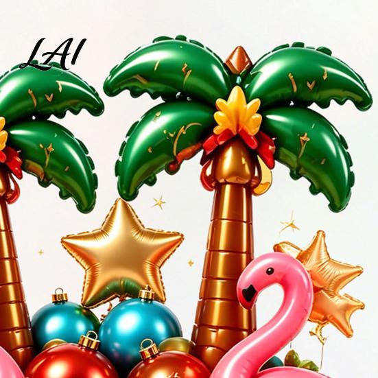 Island Holiday Window Clings Christmas Flamingo Palm Tree Wall Sticker Tropical 3D Effect Removable Festive Home Ornament Decal Waterproof
