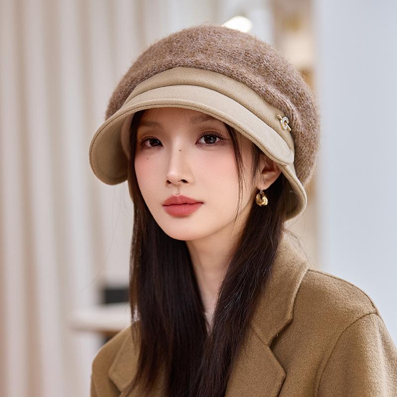 Осенне-зимние шляпы для женщин, берет с металлической этикеткой, повседневная мода, универсальная шляпа художника, теплая шляпа в британском стиле