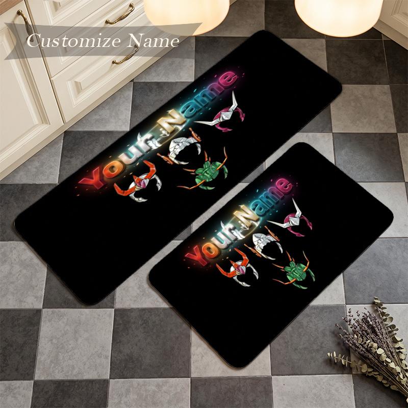 Saint Seiya (1) Custom Name Flannel Mat Anti-Slip Kitchen Floor Rug for Home Kitchen Decor Gift