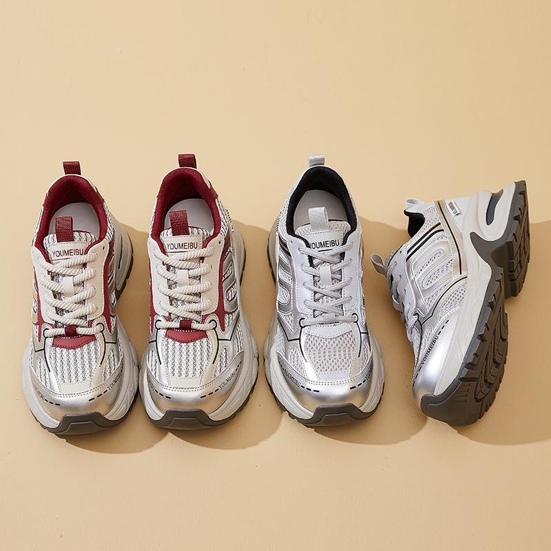 Paris dad shoes female star platform 2026 spring and autumn new mesh breathable height increase sports and leisure shoes