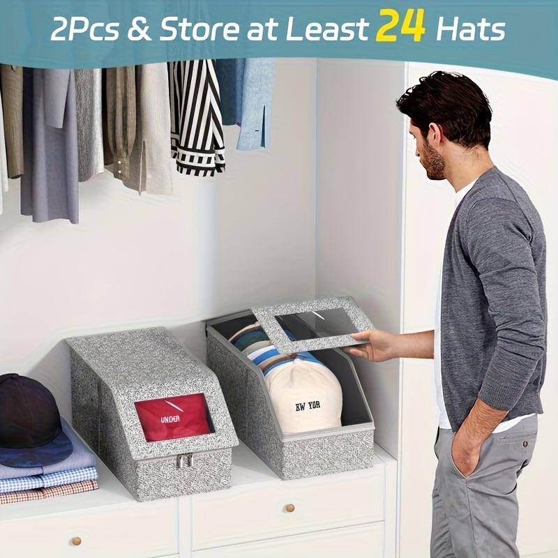 high quality1/2 New Stackable Baseball Cap Storage Box, Hat Organizer, Hat Box, Clothes Storage Box, Hat Rack, Large Capacity, Foldable, Hard