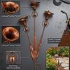 Wind Chime Garden Stake 2 Pcs Flamed Copper Three Calla Lilies with Bells, Handmade Rain Catcher Lily Flower, Metal Plant Yard Art, Rustic Ornament