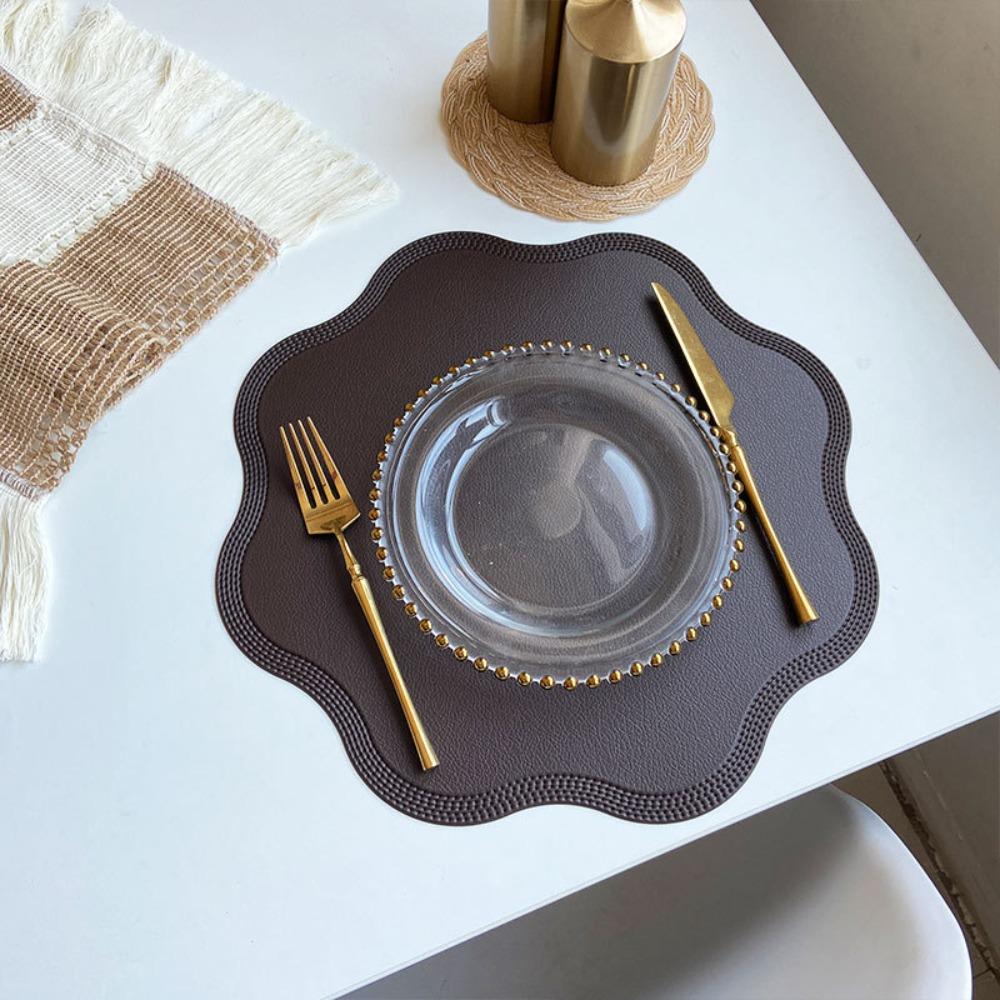 Waterproof Leather Placemats Heat-Resistant Insulation Mat Embossed Place Mats  Bars Coffee Shops