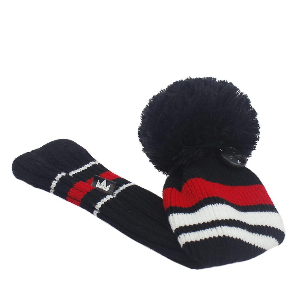 Craftsman Golf Fairway Wood Cover Single Item #F Number (3, 4, 5, 7, X) Knit Pom Pom Club Head Cover Black, White, Red