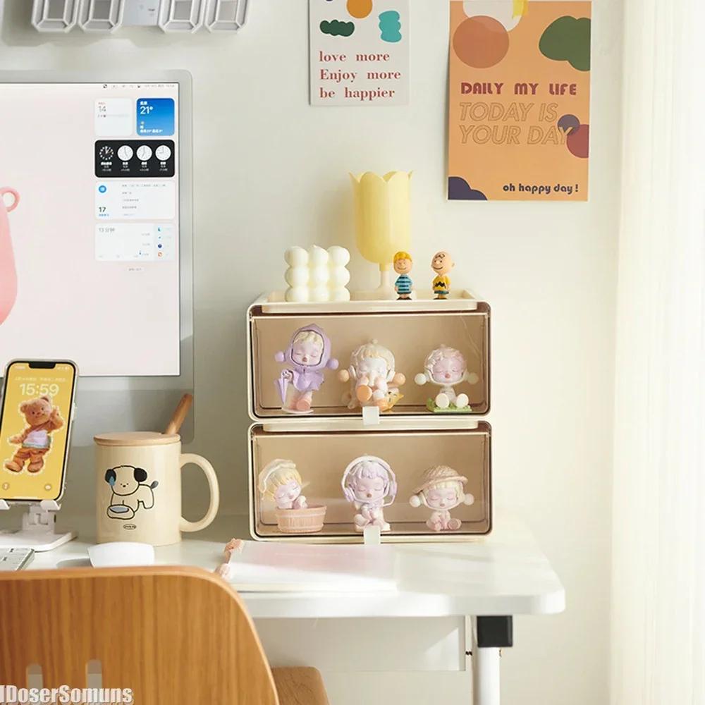 Прозрачный ящик для хранения в японском стиле, прочный, красивый, пыленепроницаемый, экономящий место, выдвижной, большой емкости, для демонстрации кукол