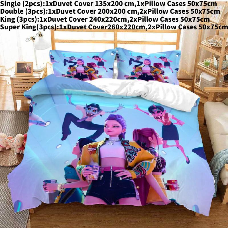 Охотники на демонов K-pop Цифровая печать Пододеяльник Наволочка Комплект Постельное белье для спальни