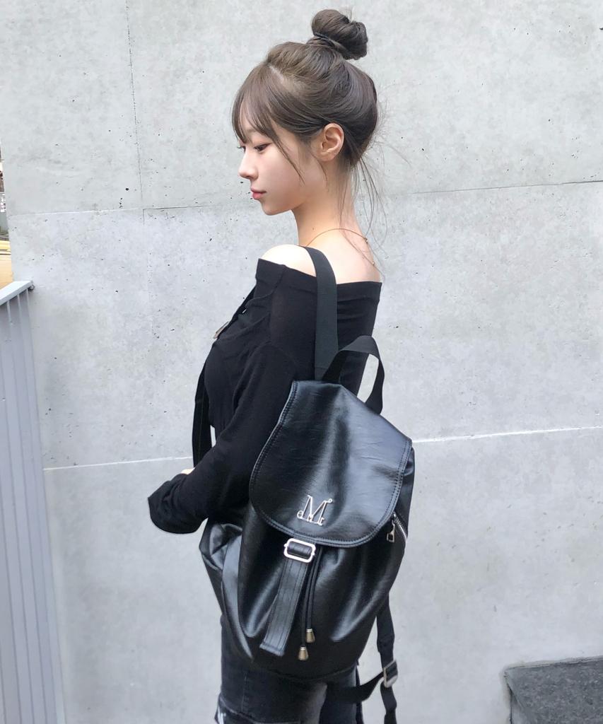 Mucent Metal Logo Leather Mini Backpack Unisex