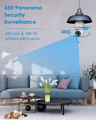 Панорамная камера с лампой WiFi 360, камера безопасности 1080P с двойным панорамным обзором WiFi на 360 градусов