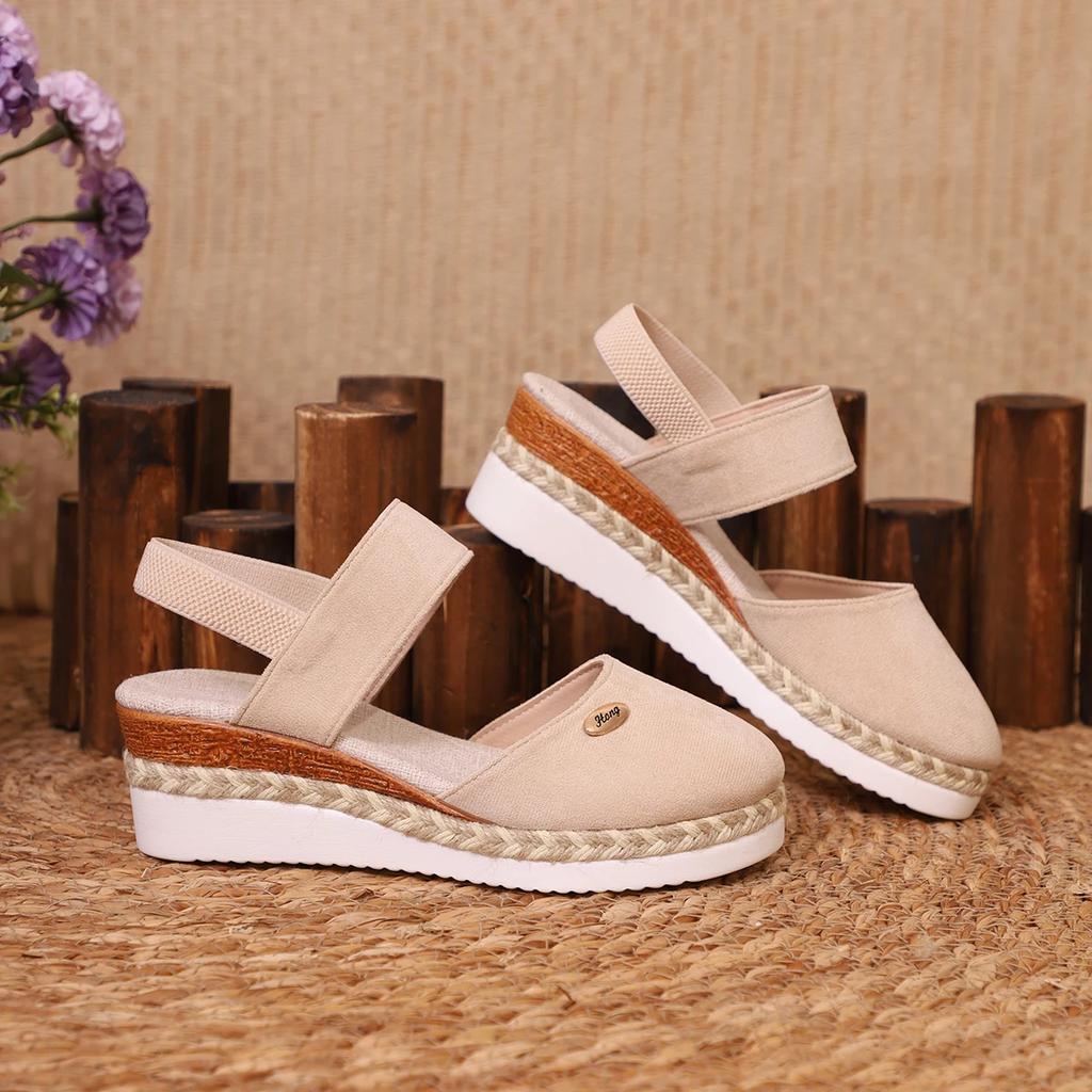 Women's Shoes 2024 Brand Closed Toe Women's Sandals Hot Sale Casual Sandals Women Round Toe Slip On Wedges Platform Shoes Ladies