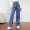 High-waisted Washed Women's Jeans Long Fashionable and Versatile Straight-leg Pants