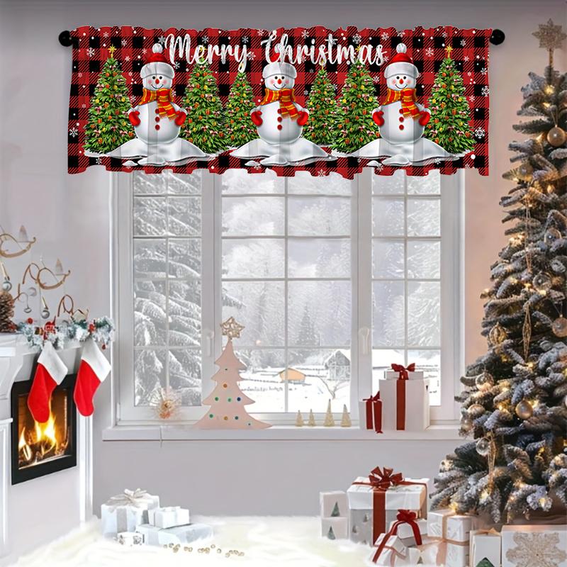 1 шт. Полупрозрачный Легко установить Сваг Ламбрекен Атмосферный Шарф Рождественский Спальня Без сверления Рождественский Праздничный Ламбрекен Праздник 137x45см
