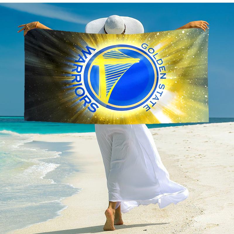 proof beach towel with Golden State Warriors logo pattern - soft,absorbent,quick-drying,machine washable - perfect for swimming,camping,bathing