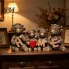 Healing Gift for Friends Highland Cow Family Figurine, Resin Cattle Statue Holding HOME Letter Sign, Decorative Accents Bookshelf Farmhouse