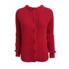 Women Sweater Coat Round Neck Long Sleeve Solid Color Button Down Cardigan Sweater Thick Warm Knit Outwear